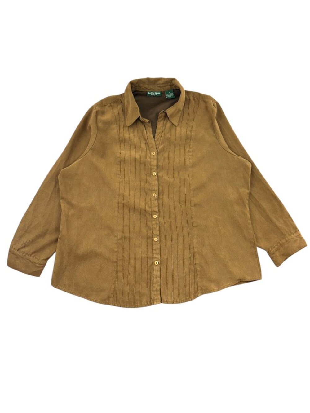 Vintage Lemon Grass Studio Faux Suede Pintuck Shirt